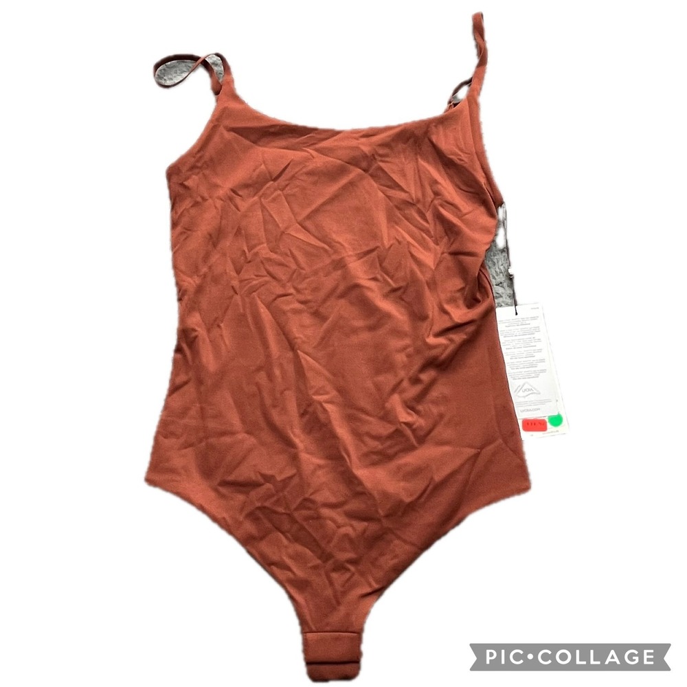 Calia by Carrie Underwood Lite Cami Bodysuit Red Brown Womens Extra Small NEW XS